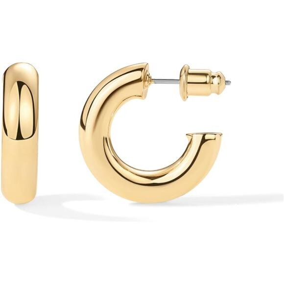 Other - 14K Gold Plated Chunky Open Hoops – Trendy Gold Earrings